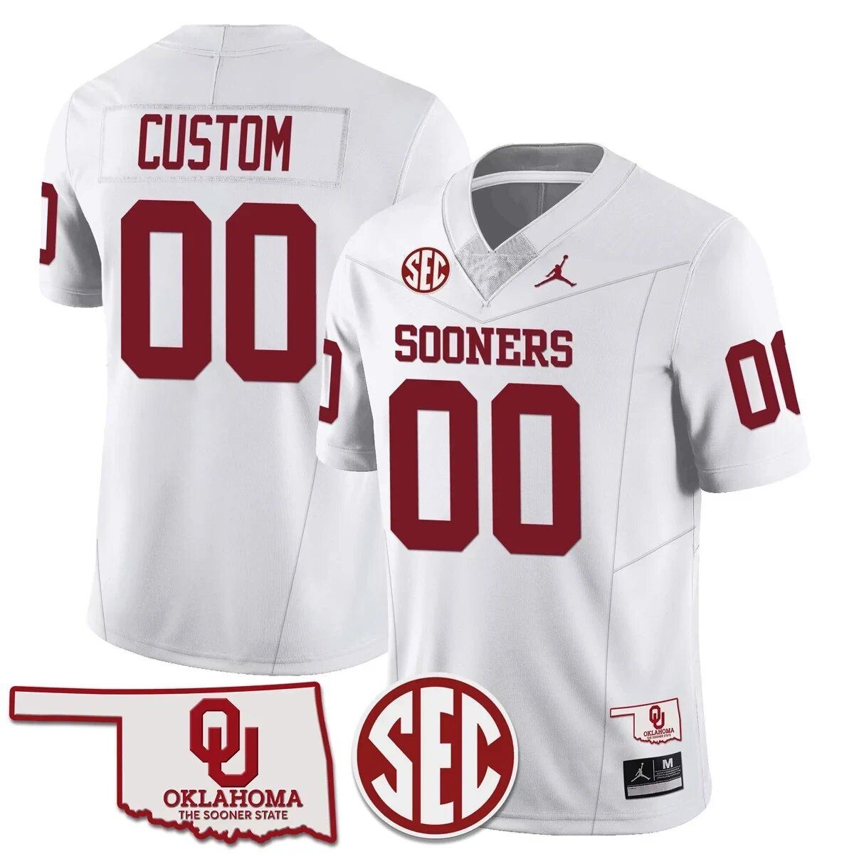 Men Oklahoma Sooners White 2024 SEC Patch Vapor Premier Limited Custom NCAA Jersey